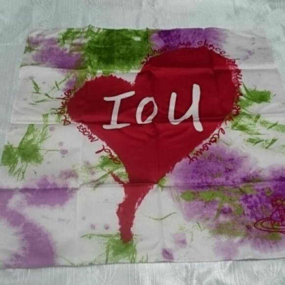 Vivienne Westwood Accessories - New Vivienne Westwood Cotton Handkerchief Scarf Bandana IoU Heart White
